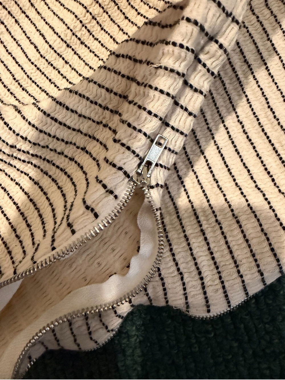 Striped Cream & Black Zip-Up Pillow Cover